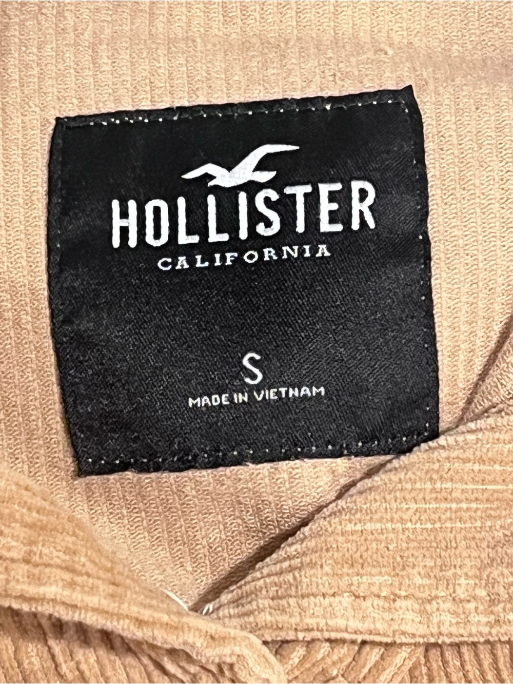 Hollister Hooded Corduroy Shacket Jacket Tan Snap Front Women’s Small - Picture 8 of 8